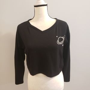 Black crop top with planet